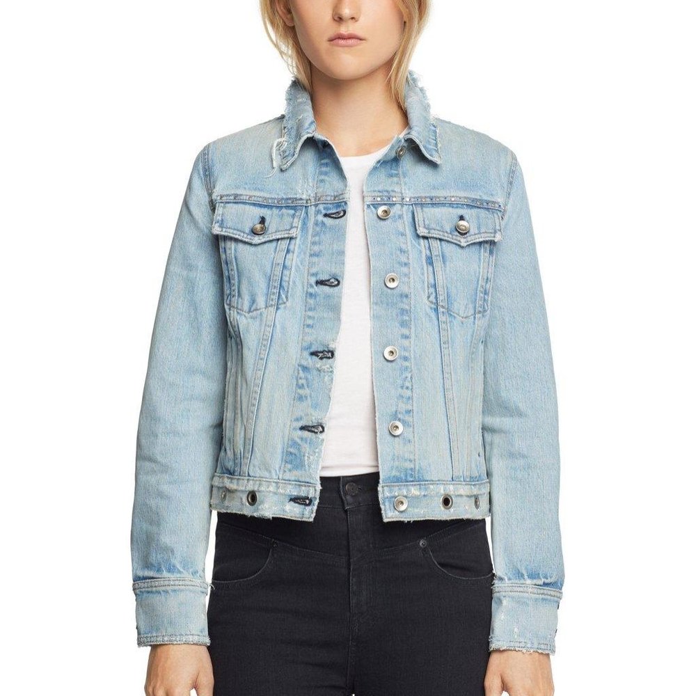 RAG & BONE Grommet Denim Jacket In Avenida Eyelet